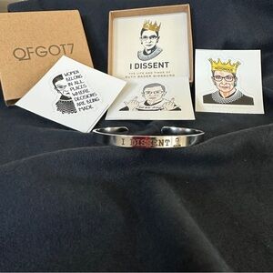 Stainless Steel RBG 'I Dissent' Cuff Bracelet